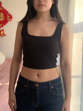 Express Square-Neck Cropped Tank Top